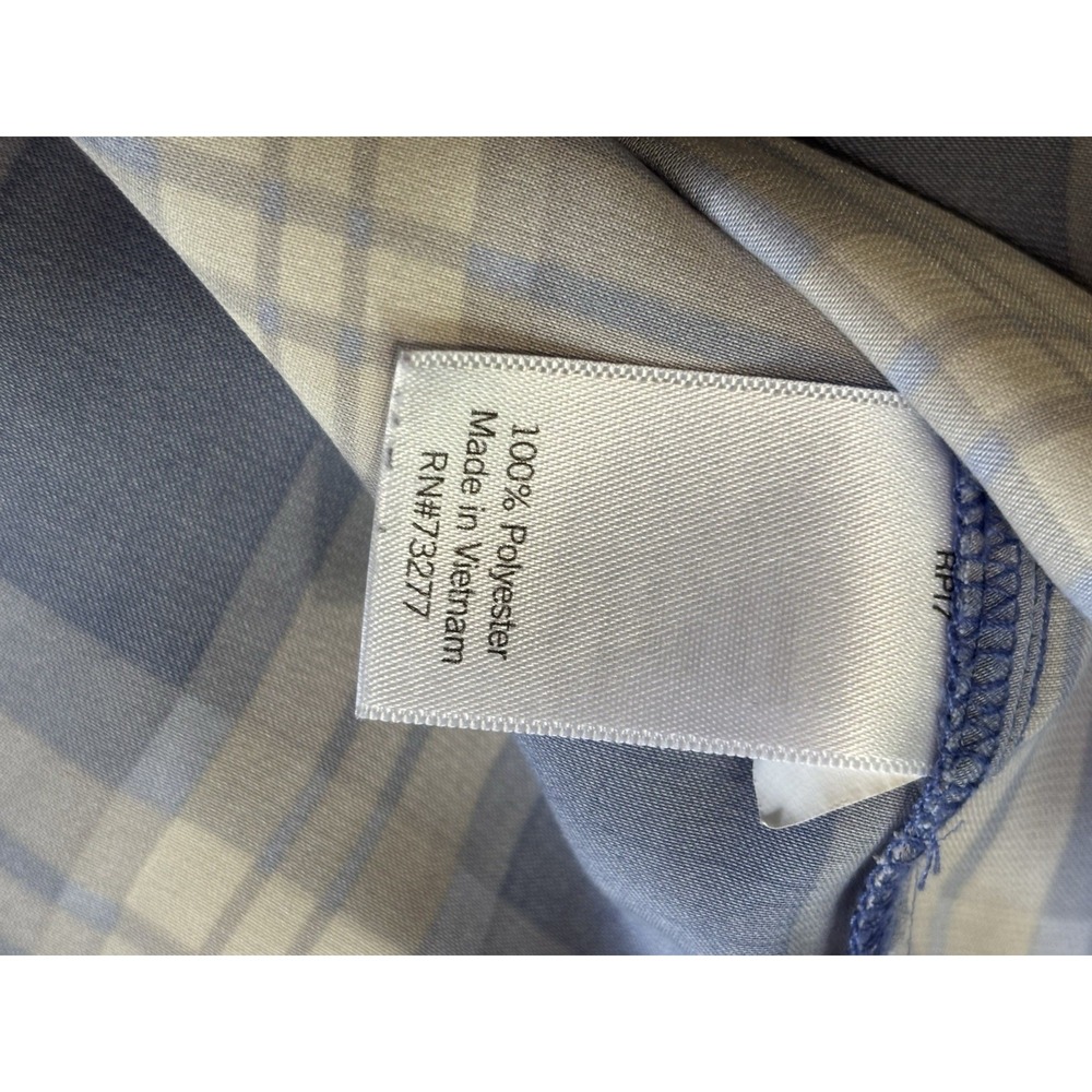 LC Lauren Conrad Blue/Gray Plaid Short Flutter Sleeves Keyhole Size XS Soft - Picture 6 of 6